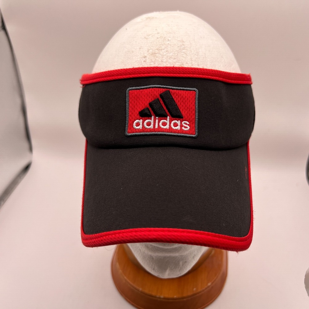 Adidas Golf Climacool Visor Black Red Adjustable Athletic Sun Hat Logo Patch